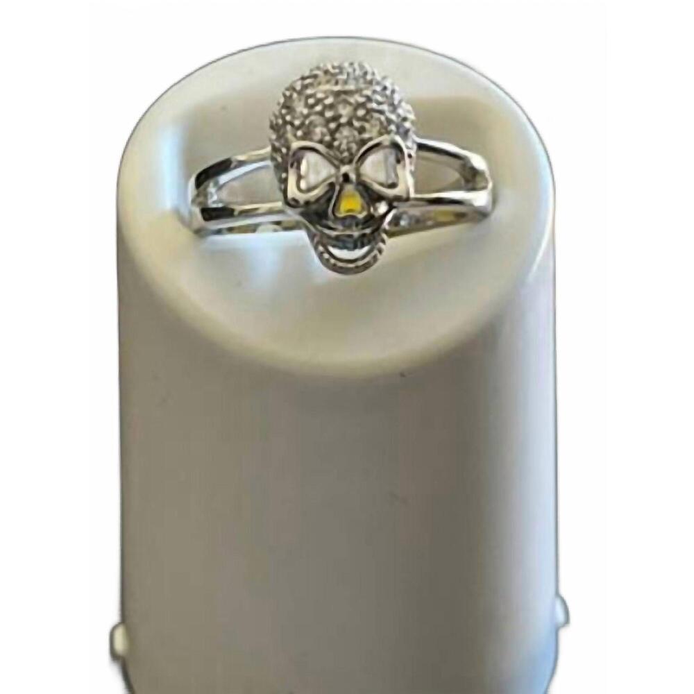 NEW FAIRE skull rhodium plated ring in silver